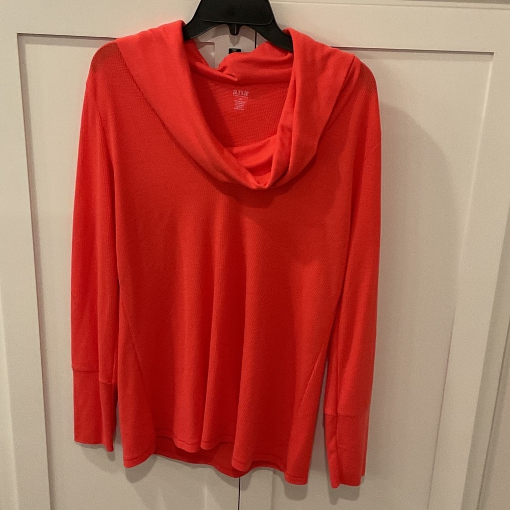 a.n.a Bold Coral Color Textured Top